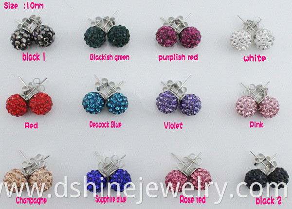 Colorful Shamballa Balls Stud Earring